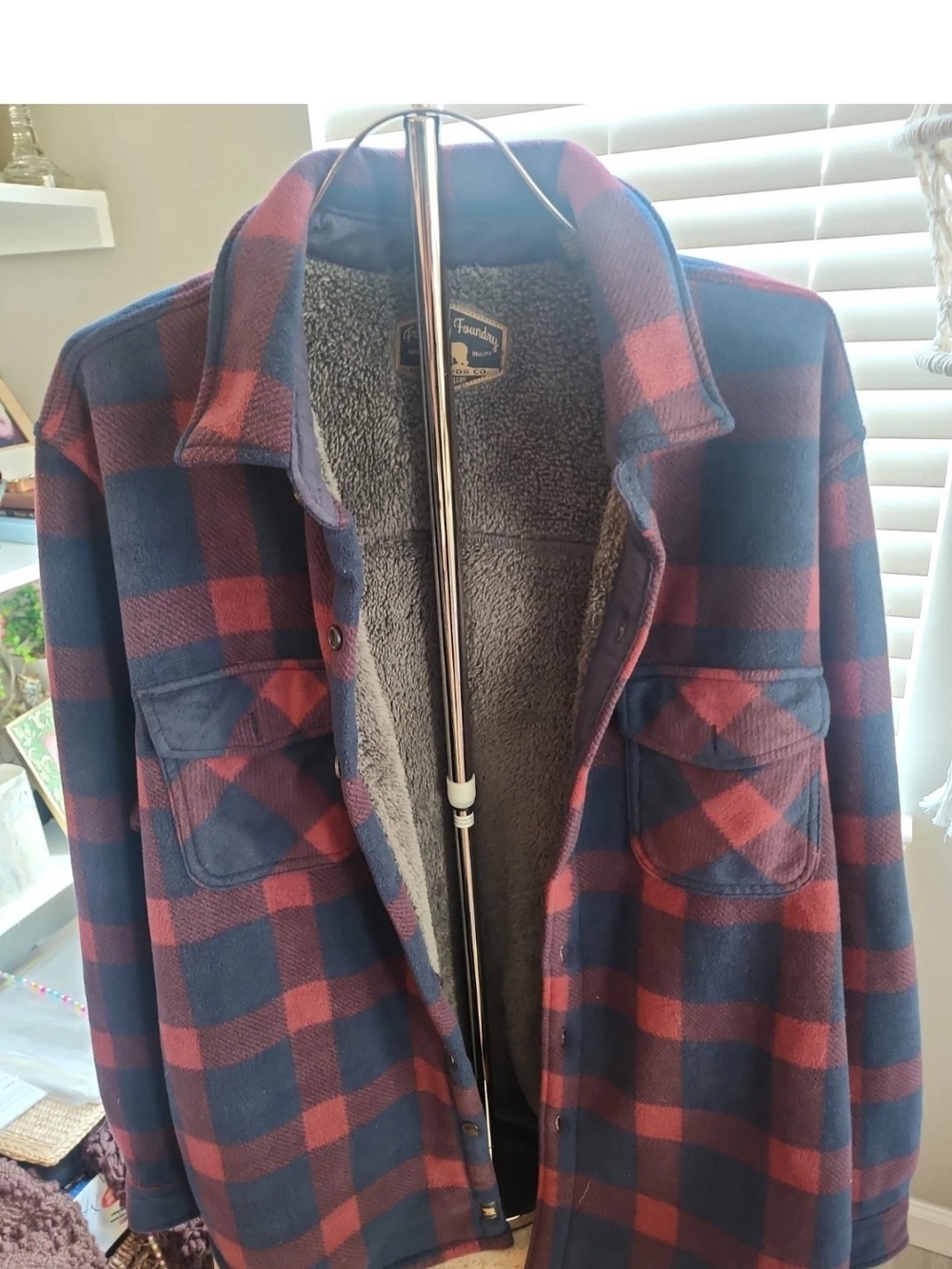 Freedom Foundry Sherpa Lined Plaid Work Chores Farm Shirt Jacket Size XL Warm
